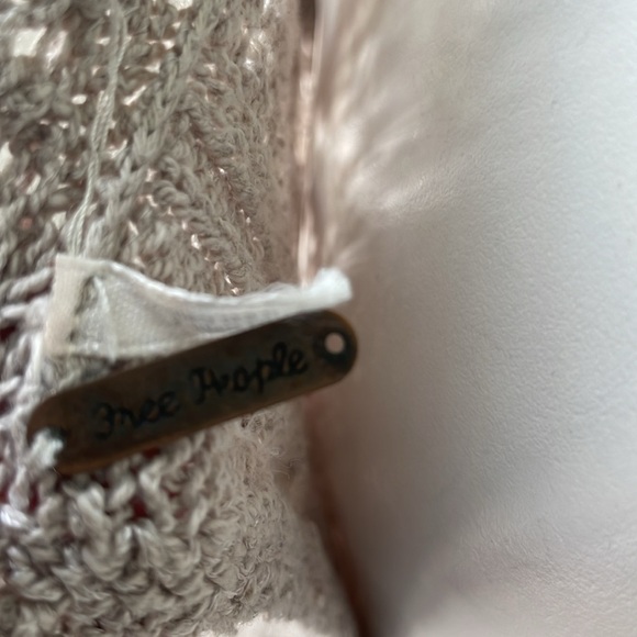 Free People Size Small Tie Back Sweater Ivory Pointelle Bow - Picture 8 of 8